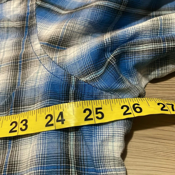 Wrangler western snap up shirt Blue plaid Pearlized snaps Long sleeves Mens XL - Picture 9 of 14